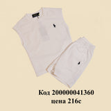 Короткий пижамный комплект из хлопка, однотонный