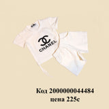Вышитый логотип Chanel Белый премиум комплект для девочек