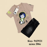 Gray-blue T-shirt with shorts for boys - clothing set